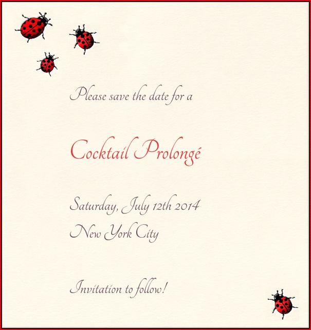 High Beige Modern Birthday Party Save the Date Card with Ladybugs.