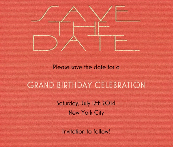 Red Modern Party Save the Date Template with Save the Date Header.
