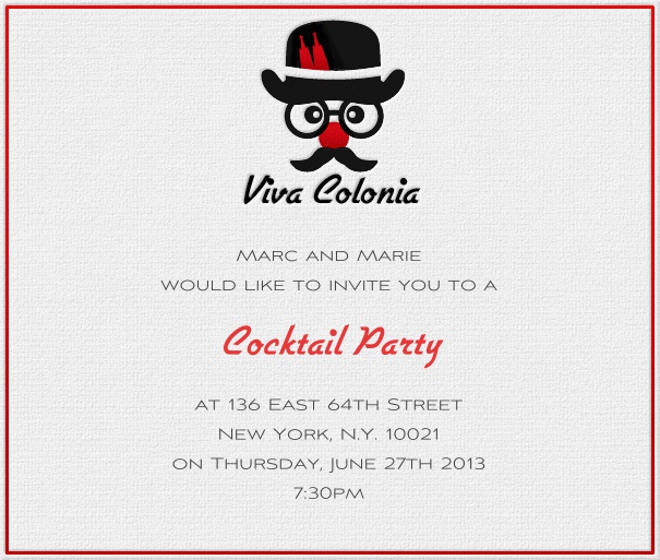 Square White Gatsby Themed Party Invitation Template with Red border and figure.
