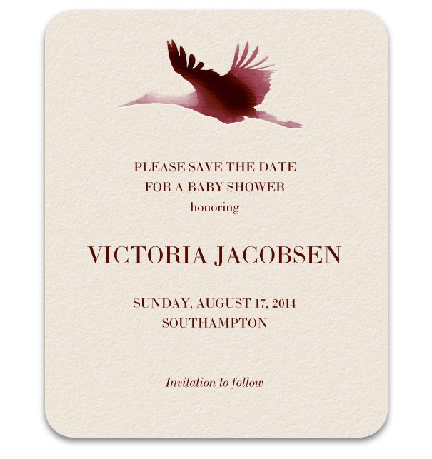 Beige Save the Date Template with red stork on the top.