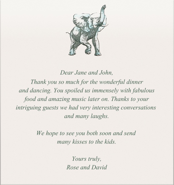 Online Briefkarte mit Elefant.