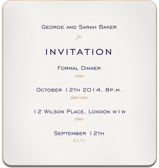 Formal Online Party Invitation with paper texture and customizable text.