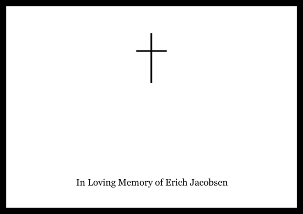 Online Classic Memorial invitation card with black frame and Cross in the middle and famous quote. Black.