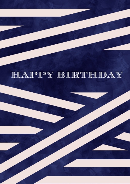 Online Geburtstagskarte für Geburtstagsglückwünsche mit stillvollem blau weißem Geschenkpapier. Rosa.