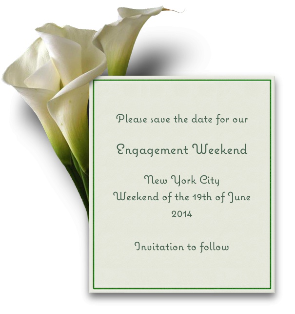 Blumen save the date Kartenvorlage in weiss mit grünem Rand und digitaler Lilie.