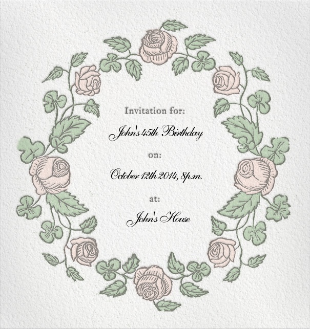 Formal Online Invitation with floral rose border.