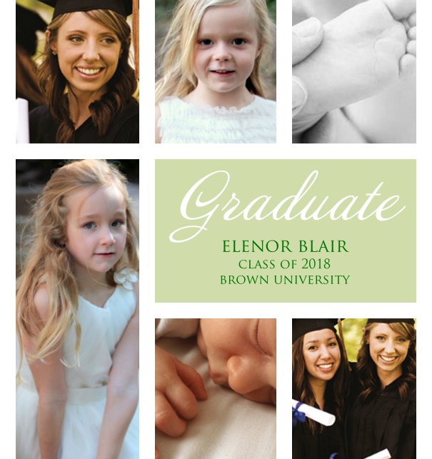 Add 6 photos to this lovely graduation invitation card