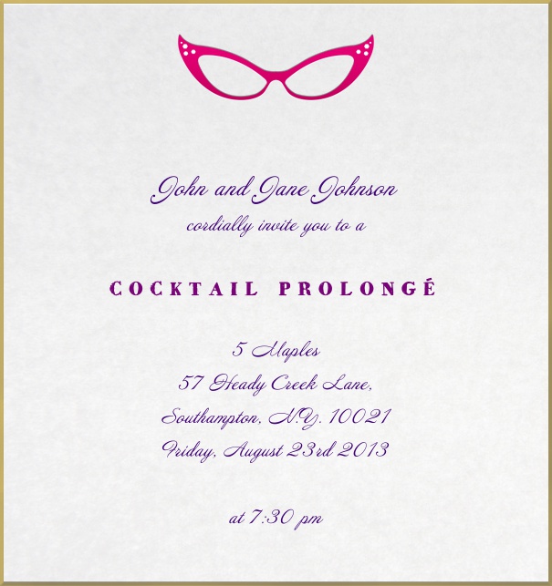 Evening Party Invitation with drawn glasses from the 60s.