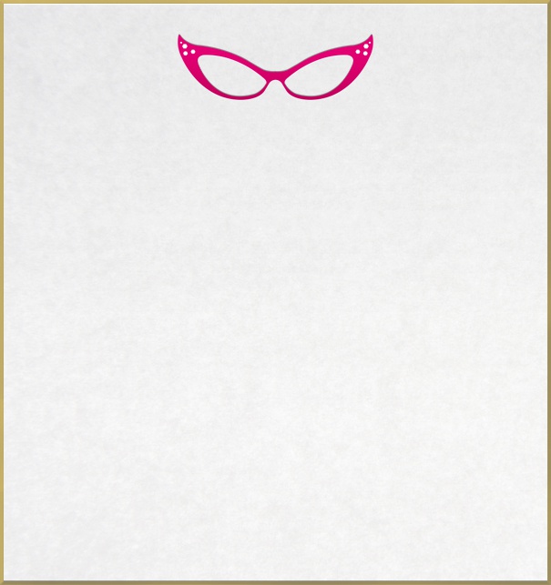 Save the Date Karte für Geburtstage mit rosafarbener Brille im 20er Jahre Stil.