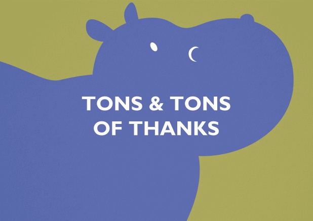 Gelbe Dankeskarte mit blauem Hippo
