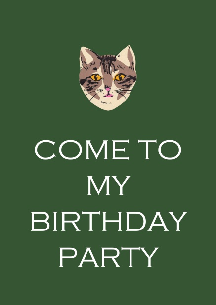 Online Birthday invitation card with cat.