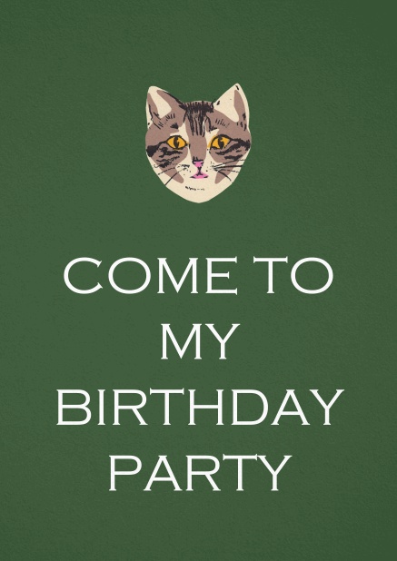 Birthday invitation card with cat.