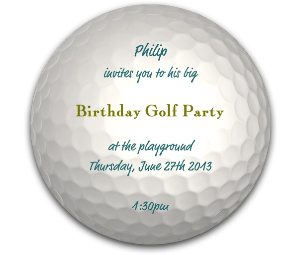 Round Golf Sports Invitation Template designed as a golf ball.