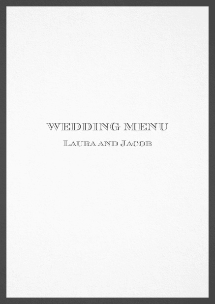 Menu card with blue border and editable text. Black.