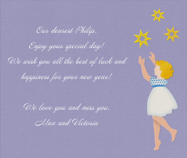 Purple Children's Card with Little Prince Theme.