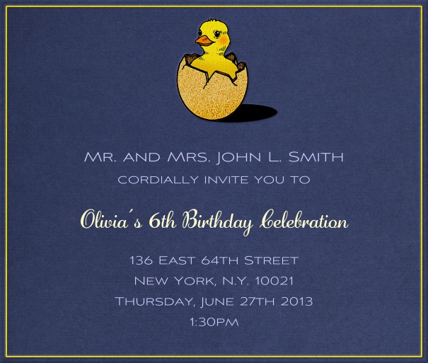 Yellow Kids' Birthday Party Invitation Design with Duckling.