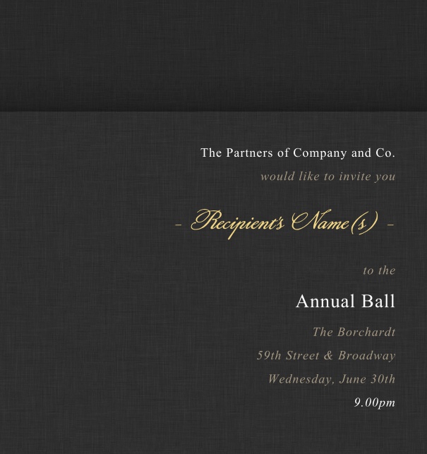 Black Formal Corporate Invitation Online, perfect as an Anniversary Invitation or a Corporate Event invitation.