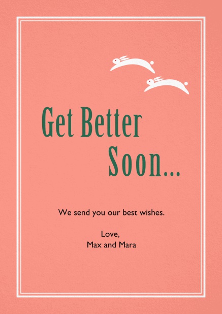Yellow get better soon card with white frame. Pink.