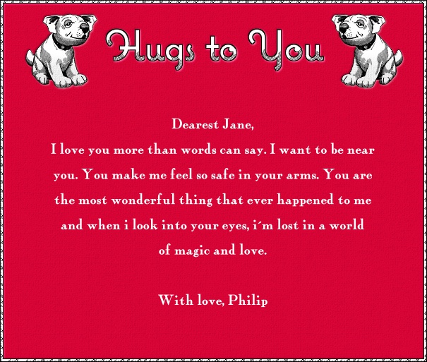 Online Red Love Letter Card with Puppies.