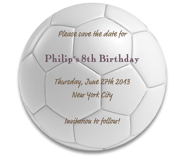Football Themed Kid's Birthday Party Save the Date Card.