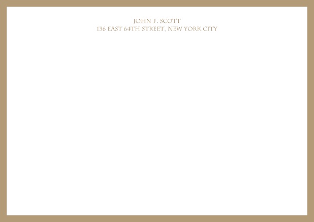 White online correspondence card with blue frame and text. Beige.