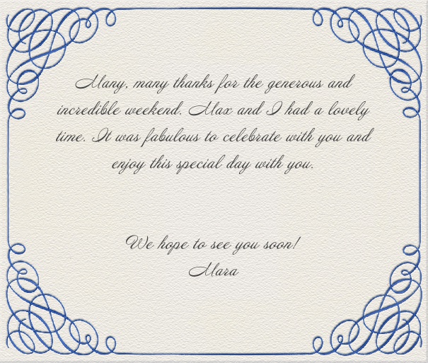 White Classic Chic Wedding Card with Calligraphic Frame.