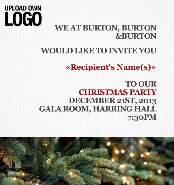 Seasonal Christmas Invitation online with Logo and Painting scene.