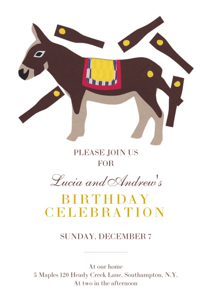 Online Birthday Party Invitation Card with horse pinata.