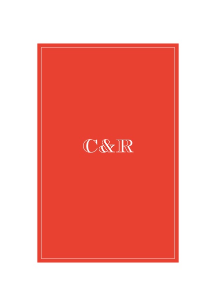 Online Hochzeitseinladungskarte mit charmanten farbigen Textfeld in der Mitte. Rot.