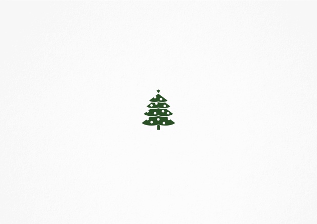 Weihnachtskarte mit vorne kleinen Weihnachtsbaum und mehreren Foto- und Textoptionen auf den Folgeseiten. Grün.