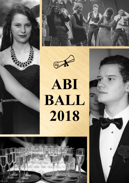 Online Foto Einladungskarte zum Abiball 2018 mit 4 Fotos zum selber hochladen
