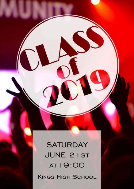 Class of 2019 graduation online invitation card with photo and cool modern design.