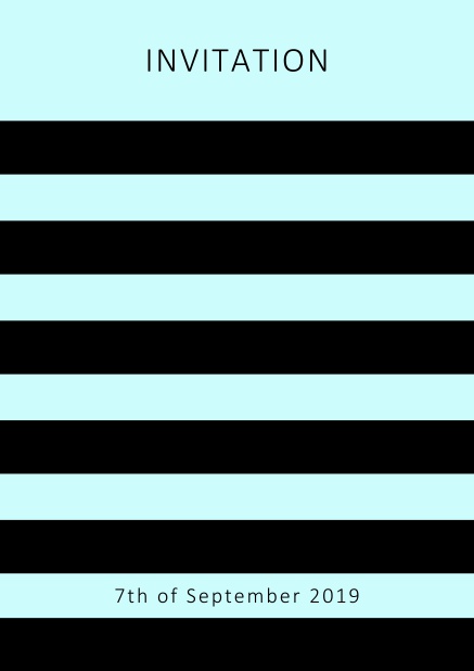 Online invitation card with black stripes in the color of your choice. Blue.