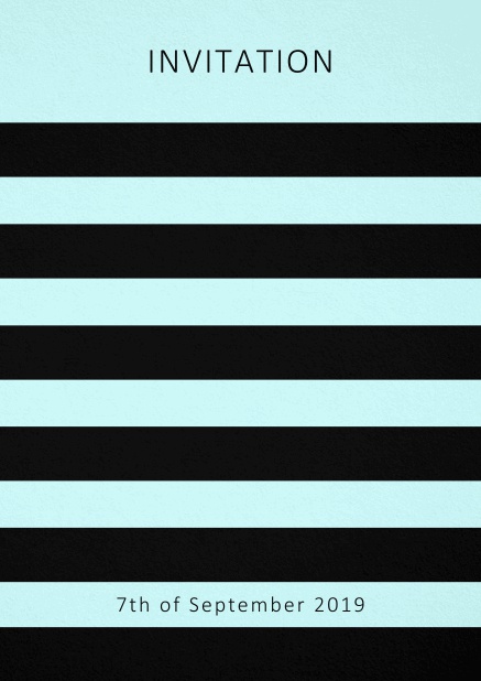 Invitation card with black stripes in the color of your choice. Blue.