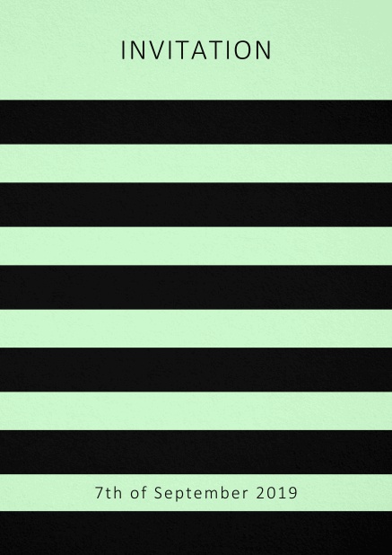 Invitation card with black stripes in the color of your choice. Green.