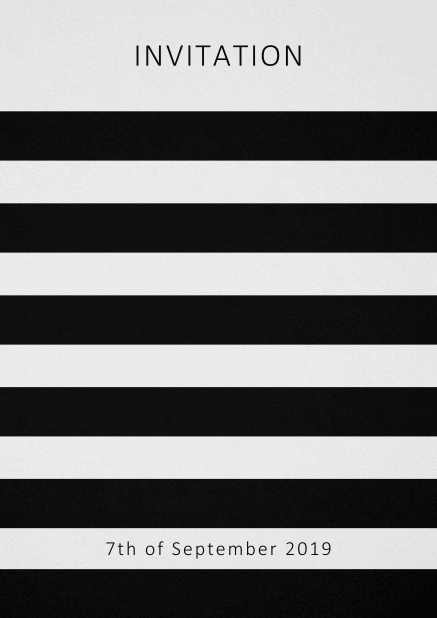 Invitation card with black stripes in the color of your choice. Grey.