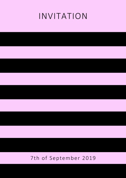Online invitation card with black stripes in the color of your choice. Pink.