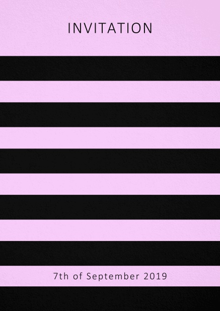 Invitation card with black stripes in the color of your choice. Pink.