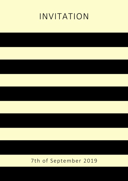 Online invitation card with black stripes in the color of your choice. Yellow.
