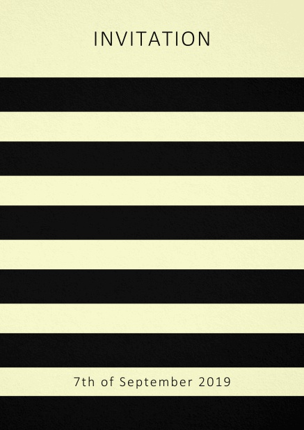Invitation card with black stripes in the color of your choice. Yellow.