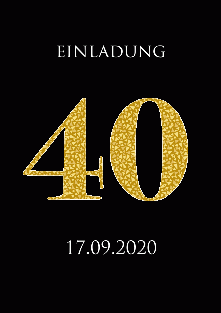 Online Einladungskarte zum 20. Jahrestag mit animierten goldenen Mosaiksteinen. Schwarz.