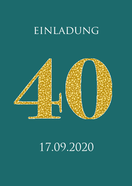 Online Einladungskarte zum 20. Jahrestag mit animierten goldenen Mosaiksteinen. Grün.
