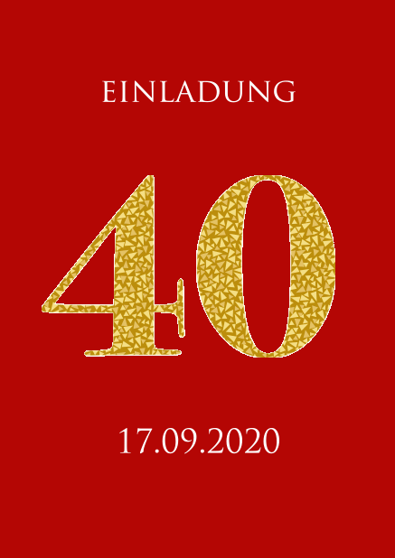 Online Einladungskarte zum 20. Jahrestag mit animierten goldenen Mosaiksteinen. Rot.