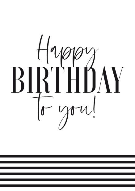 Online Professional Birthday card in black and white