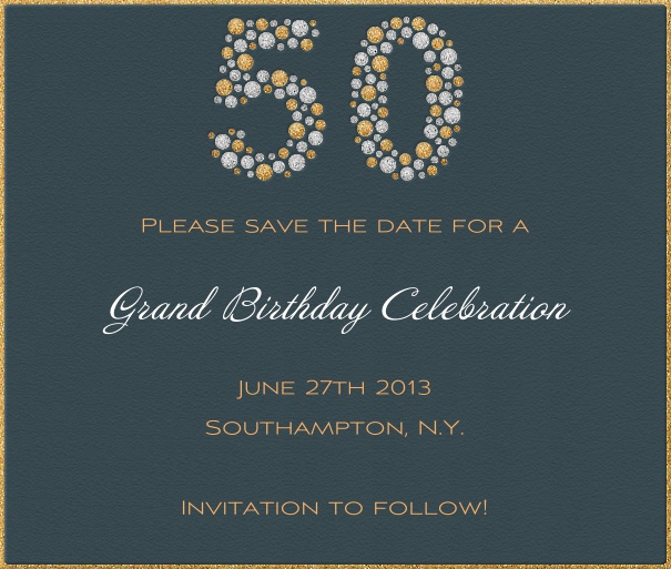 Square Grey 50th Anniversary Save the Date Card designed online.