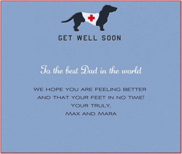 Blue Get Well Soon Card with Dachsund.