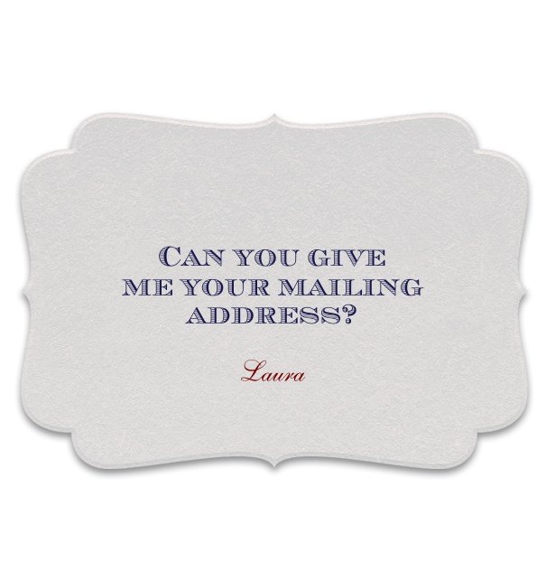 Traditional banner shaped collect postal address card