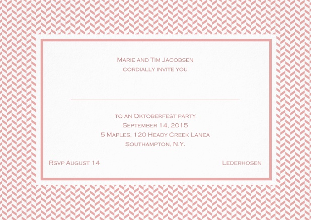 Classic invitation with thin waves frame, editable text and line for personal addressing. Pink.