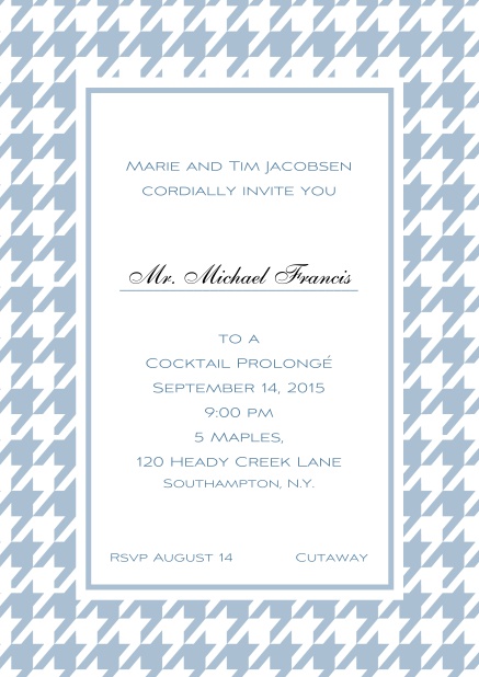 Classic online invitation card with Bavarian style frame in various colors. Blue.