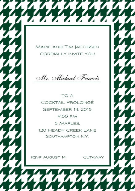 Classic online invitation card with Bavarian style frame in various colors. Green.